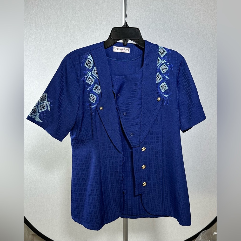 2 piece blouse and skirt with exquisite embroidery